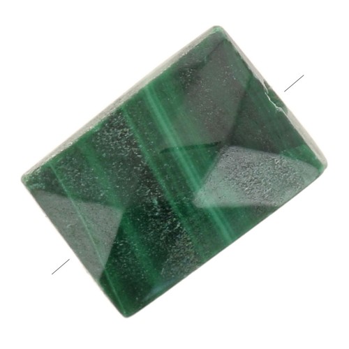 Perle rectangle 7x5 mm facettée en pierre gemme - Malachite x1