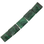 Perle rectangle 7x5 mm facettée en pierre gemme - Malachite x1