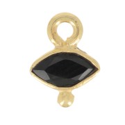 Breloque oeil facettée & petite boule 9x7 mm - Argent 925 Doré Or fin - Onyx noir|raw }}