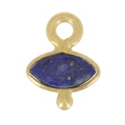 Breloque oeil facettée & petite boule 9x7 mm - Arg 925 Doré Or fin - Lapis lazuli