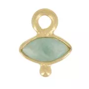 Breloque oeil facettée & petite boule 9x7 mm - Argent 925 Doré Or fin - Amazonite