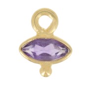 Breloque oeil facettée & petite boule 9x7 mm - Argent 925 Doré Or fin - Amethyste