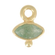 Breloque oeil facettée & petite boule 9x7 mm - Argent 925 Doré Or fin - Aventurine