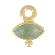 Breloque oeil facettée & petite boule 9x7 mm - Argent 925 Doré Or fin - Aventurine