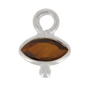 Breloque oeil facettée & petite boule 9x7 mm - Argent 925 - Oeil de tigre x1|raw }}