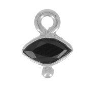 Breloque oeil facettée & petite boule 9x7 mm - Argent 925 - Onyx noir x1|raw }}