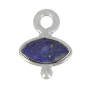 Breloque oeil facettée & petite boule 9x7 mm - Argent 925 - Lapis lazuli x1