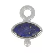 Breloque oeil facettée & petite boule 9x7 mm - Argent 925 - Lapis lazuli x1