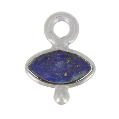Breloque oeil facettée & petite boule 9x7 mm - Argent 925 - Lapis lazuli x1