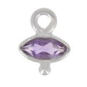 Breloque oeil facettée & petite boule 9x7 mm - Argent 925 - Amethyste x1