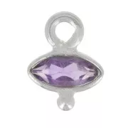 Breloque oeil facettée & petite boule 9x7 mm - Argent 925 - Amethyste x1