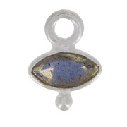 Breloque oeil facettée & petite boule 9x7 mm - Argent 925 - Labradorite x1