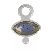 Breloque oeil facettée & petite boule 9x7 mm - Argent 925 - Labradorite x1
