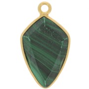 Pendentif flèche facetté 20x11 mm - Argent 925 Doré à l'or fin - Malachite x1|raw }}