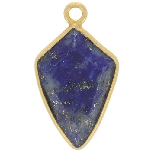 Pendentif flèche facetté 20x11 mm - Argent 925 Doré à l'or fin - Lapis lazuli x1