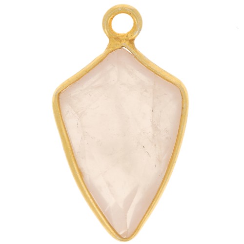 Pendentif flèche facetté 20x11 mm - Argent 925 Doré à l'or fin - Quartz rose x1