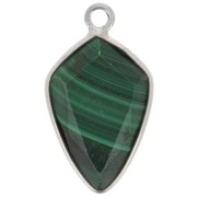 Pendentif flèche facetté 20x11 mm - Argent 925 - Malachite x1