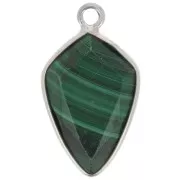 Pendentif flèche facetté 20x11 mm - Argent 925 - Malachite x1