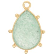 Pendentif goutte facetté & petites boules 19x13mm Arg 925 Doré Or fin - Aventurine|raw }}