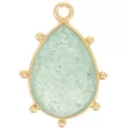 Pendentif goutte facetté & petites boules 19x13mm Arg 925 Doré Or fin - Aventurine