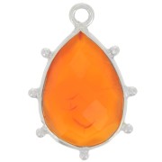 Pendentif goutte facetté & petites boules 19x13 mm - Argent 925 - Cornaline x1|raw }}