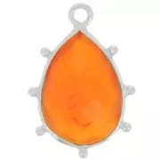 Pendentif goutte facetté & petites boules 19x13 mm - Argent 925 - Cornaline x1