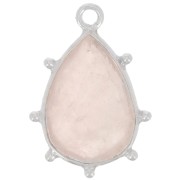 Pendentif goutte facetté & petites boules 19x13 mm - Argent 925 - Quartz rose x1|raw }}