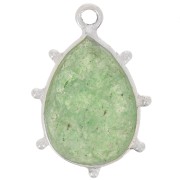 Pendentif goutte facetté & petites boules 19x13 mm - Argent 925 - Aventurine x1|raw }}