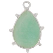 Pendentif goutte facetté & petites boules 19x13 mm - Argent 925 - Amazonite x1