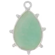 Pendentif goutte facetté & petites boules 19x13 mm - Argent 925 - Amazonite x1