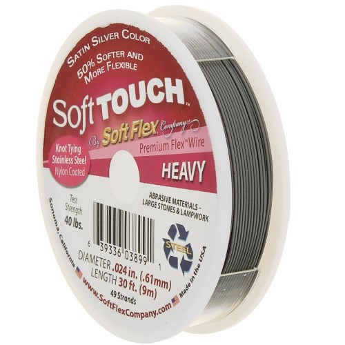 Fil cablé 49 brins 0.61 mm - Soft Flex Touch Heavy - Argenté satiné x9m