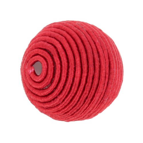 Perle recouverte de fil coton 10 mm - Rouge x1