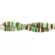 Perles Heishi rondelles  en pâte polymère 8x1 mm - Mix Vert - Marron x39cm