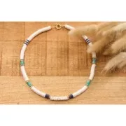 Perles Heishi rondelles  en pâte polymère 6x1 mm - Mix Noir - Blanc - Gris x39cm