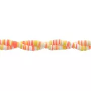 Perles Heishi rondelles  en pâte polymère 6x1 mm - Mix Orange - Jaune - Blanc x39cm