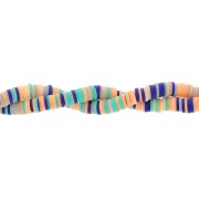 Perles Heishi rondelles  en pâte polymère 6x1 mm - Mix Bleu foncé - Saumon x39cm|raw }}