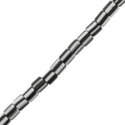 Perles tube style Heishi en pâte polymère 6x6 mm - Rayé Blanc - Noir x40cm