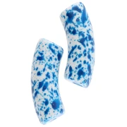 Perles tube incurvé 35x11 mm en acrylique opaque - Blanc Tacheté Bleu - x6