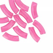 Perles tube incurvé en acrylique transparente 35x11 mm - Marbré Rose foncé x6|raw }}