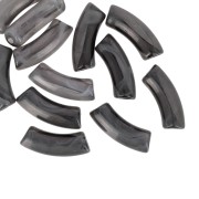 Perles tube incurvé en acrylique transparente 35x11 mm - Marbré Noir - Blanc x6