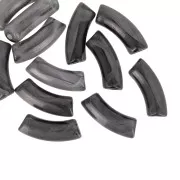 Perles tube incurvé en acrylique transparente 35x11 mm - Marbré Noir - Blanc x6
