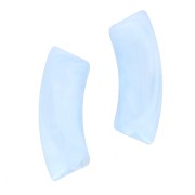 Perles tube incurvé en acrylique transparente 35x11 mm - Marbré Bleu ciel x6