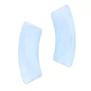 Perles tube incurvé en acrylique transparente 35x11 mm - Marbré Bleu ciel x6