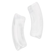 Perles tube incurvé 35x11 mm acrylique transparente -Marbré Transparent - Blanc x6