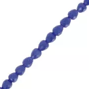 Perles poires en verre facetté  4x4mm - Bleu foncé x43cm
