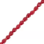 Perles poires en verre facetté  4x4mm - Rouge foncé x43cm