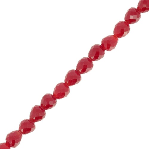 Perles poires en verre facetté  4x4mm - Rouge foncé x43cm