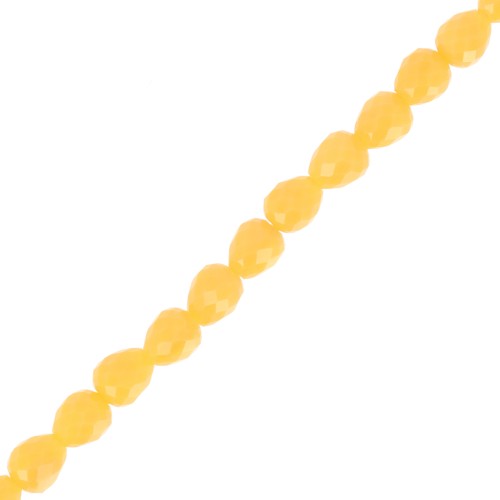 Perles poires en verre facetté  4x4mm - Jaune miel x43cm