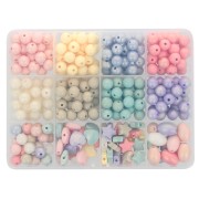 Assortiment de perles nacrées en acrylique opaque - multi forme - Pastel x333|raw }}