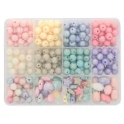 Assortiment de perles nacrées en acrylique opaque - multi forme - Pastel x333